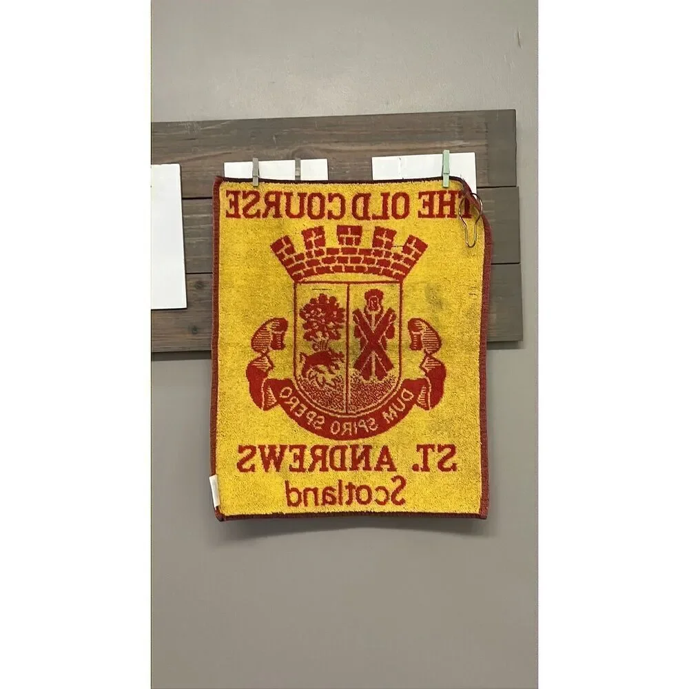 Vintage St. Andrews Scotland Red The Old Course Golf Towel Red Yellow 17